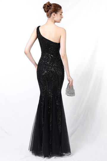 Vestido de baile de sereia one ombro com apliques